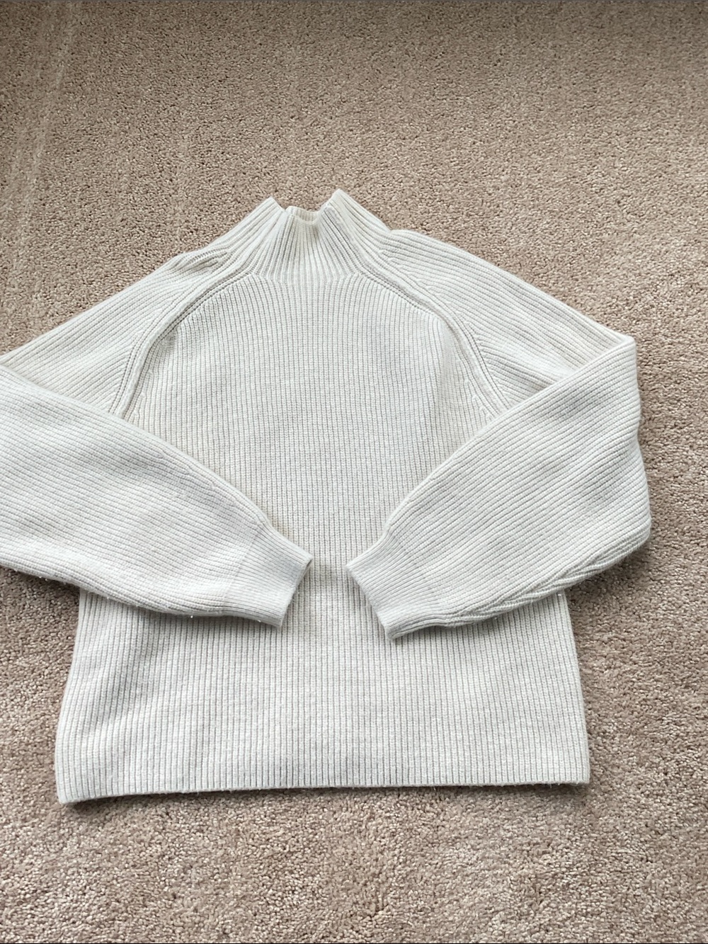 Women’s Cream Ribbed Mock Neck Sweater